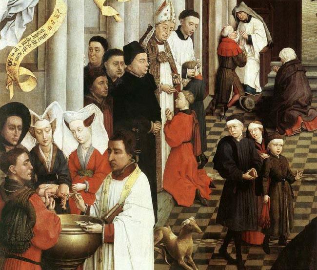WEYDEN, Rogier van der Seven Sacraments Altarpiece oil painting picture